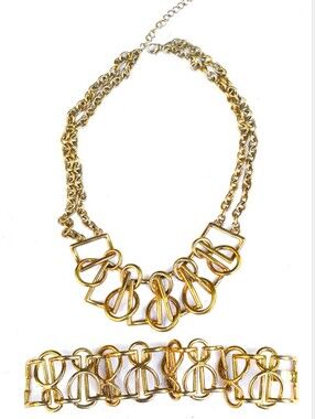 Vintage Gold Y2K Chunky Matching Necklace and Bracelet